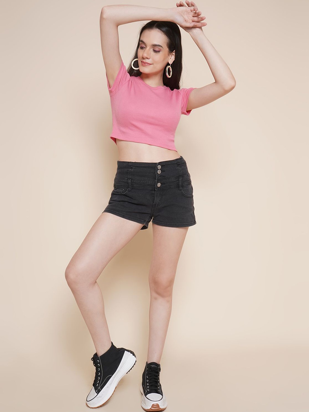 

JAKANARY Cotton Crop Top, Pink