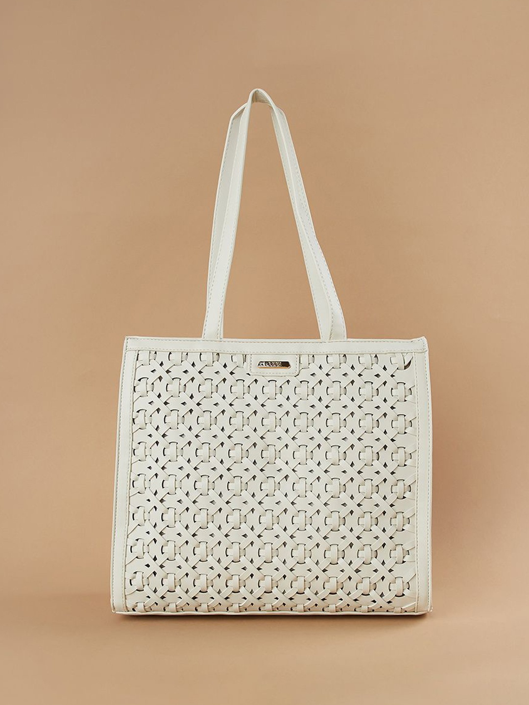 

CODE by Lifestyle PU Structured Shoulder Bag with Cut Work, Off white