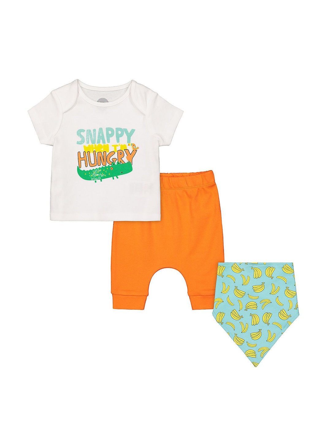 

mothercare Boys Printed Pure Cotton T-shirt With Pyjamas & Dribbler Bib, White
