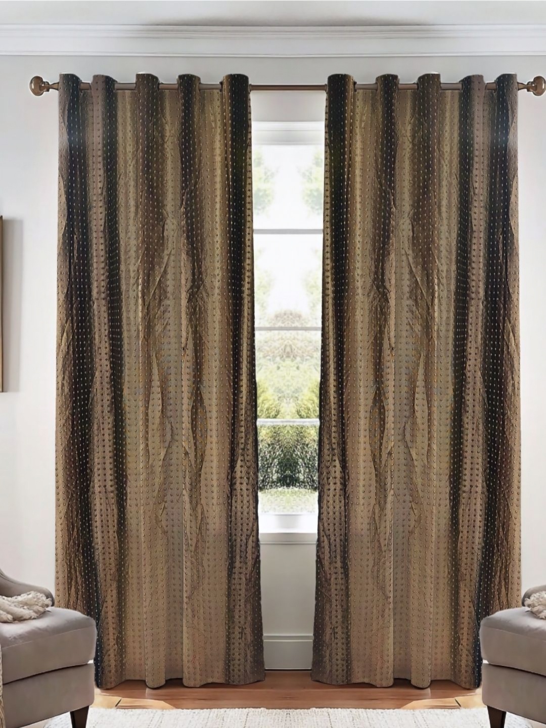 

Kanodia Poly Fab Brown Set of 2 Room Darkening Door Curtain