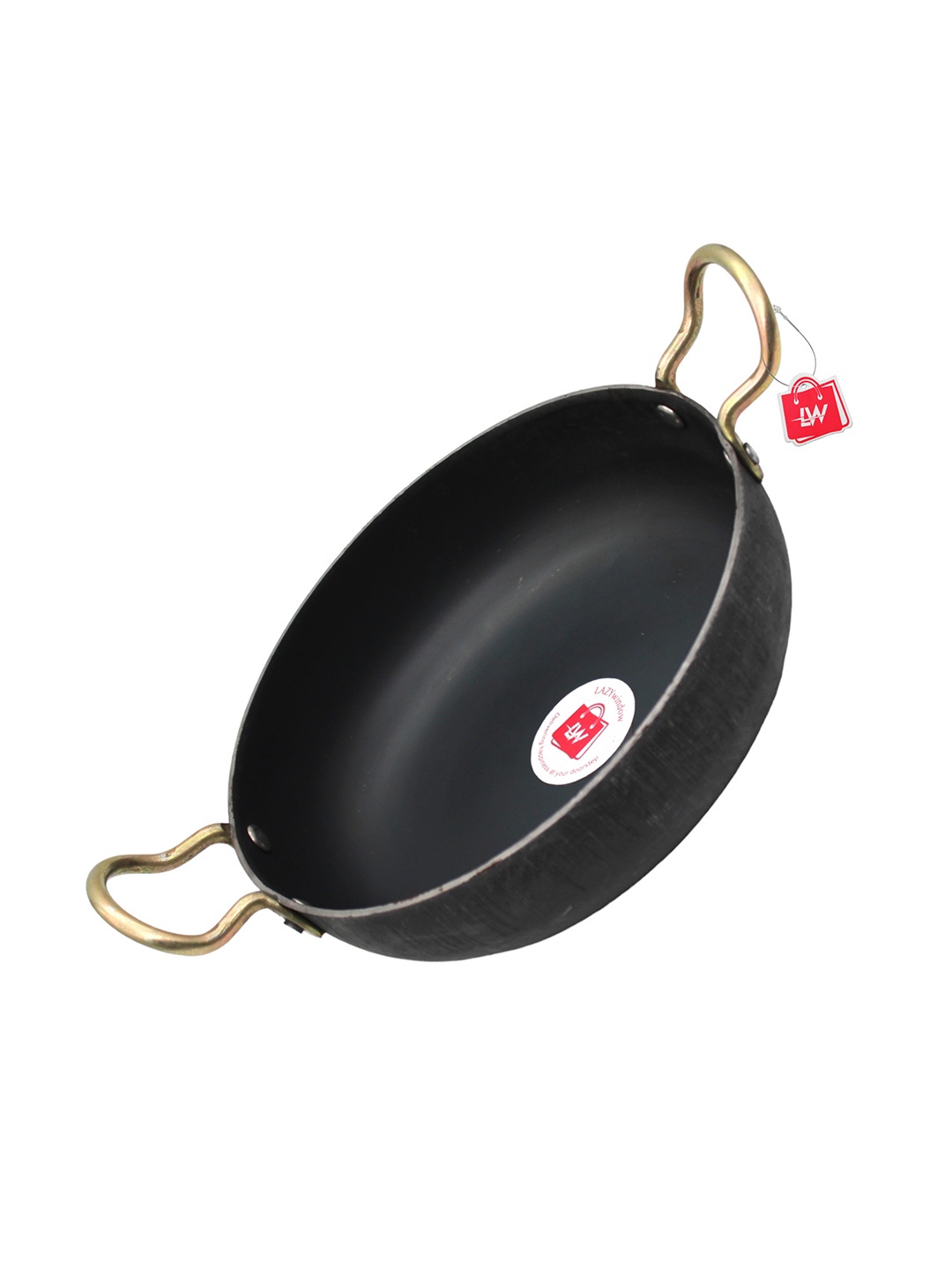 

LAZYwindow Black & Gold Toned Dishwasher And Microwave Safe Non-Stick Metal Kadai 1.4L