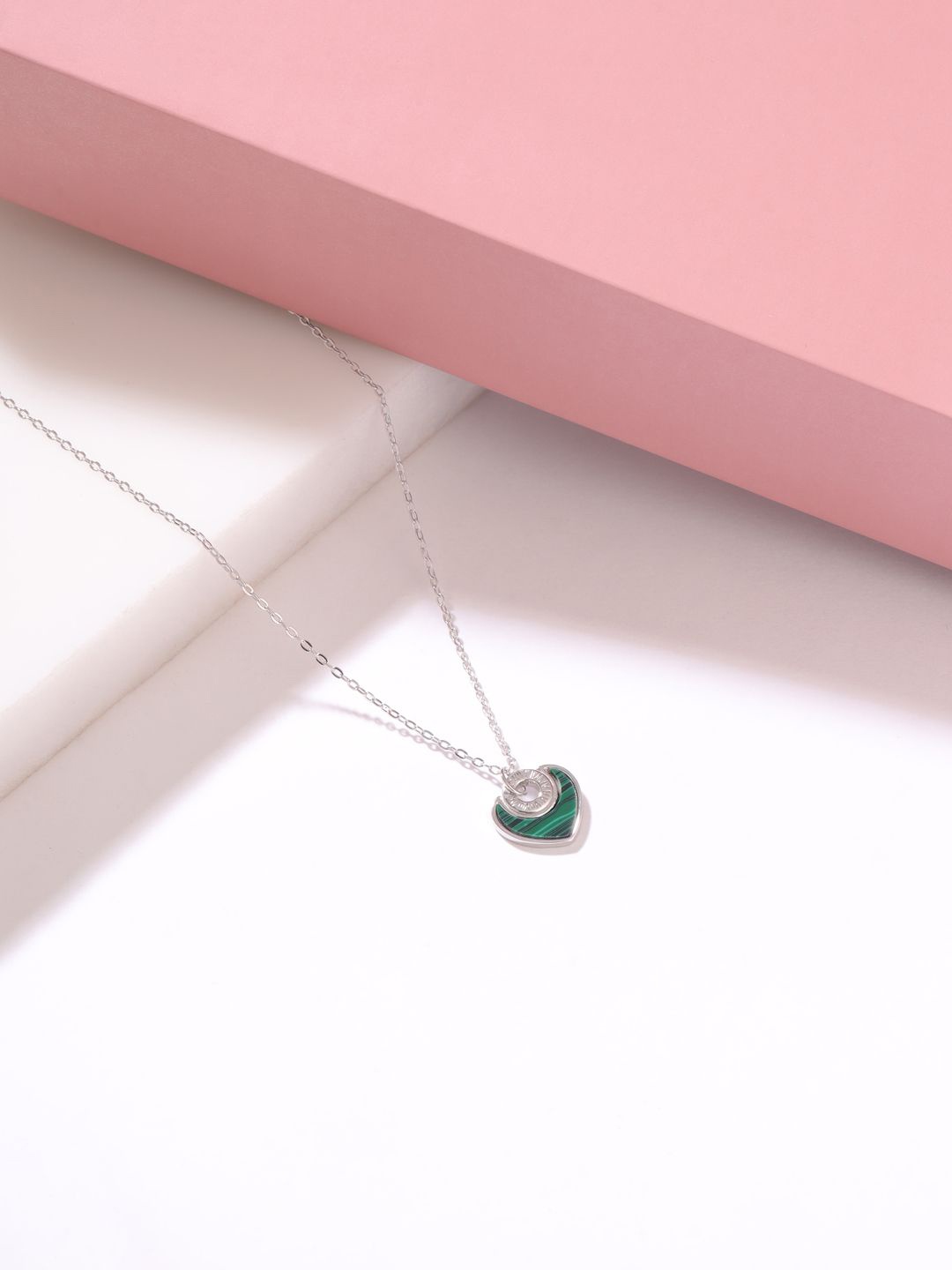 

Kicky And Perky 925 Sterling Silver-Plated Heart Shaped Pendant With Chain