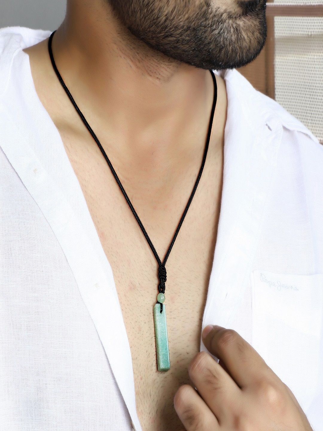 

Nirvana Stainless Steel Aventurine Bar Geometric Shaped Pendants, Green