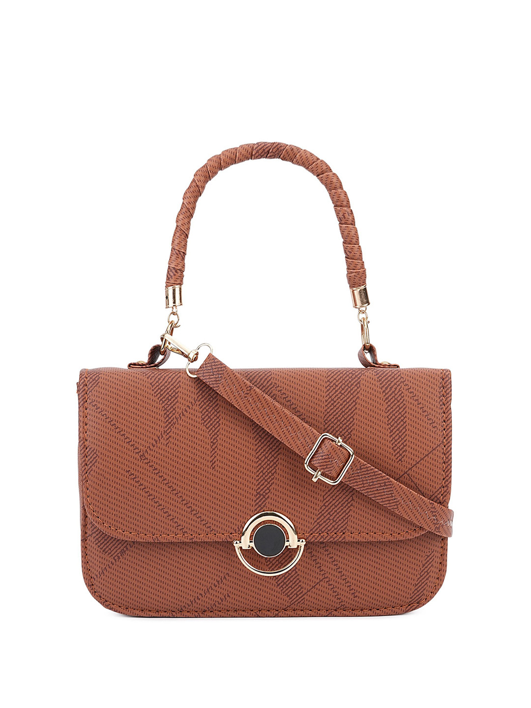 

ZAF Printed Structured Sling Bag with Quilted, Brown