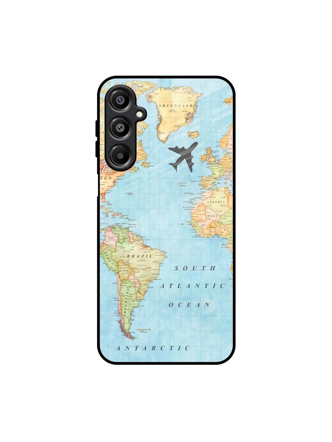 

QRIOH Travel Map Samsung Galaxy A16 5G Impact Resistant Back Case, Blue