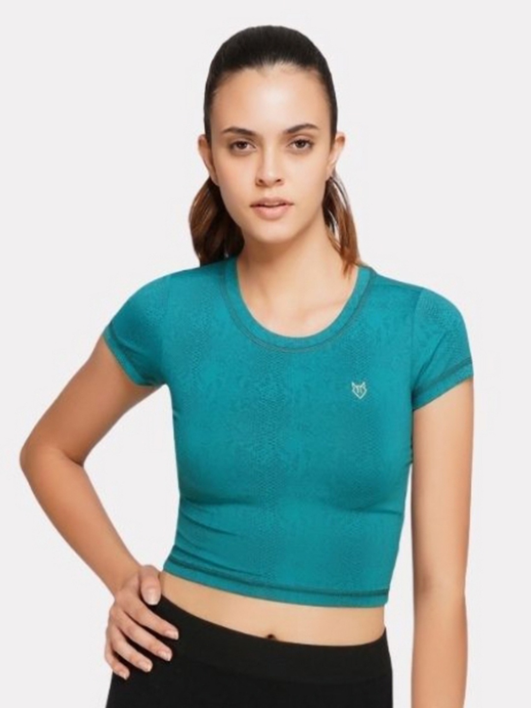 

Body Mechanics Printed Crop Slim Fit T-shirt, Sea green