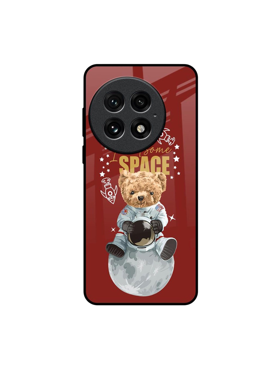

QRIOH Astronaut Bear OnePlus 13 Impact Resistant Back Case, Maroon
