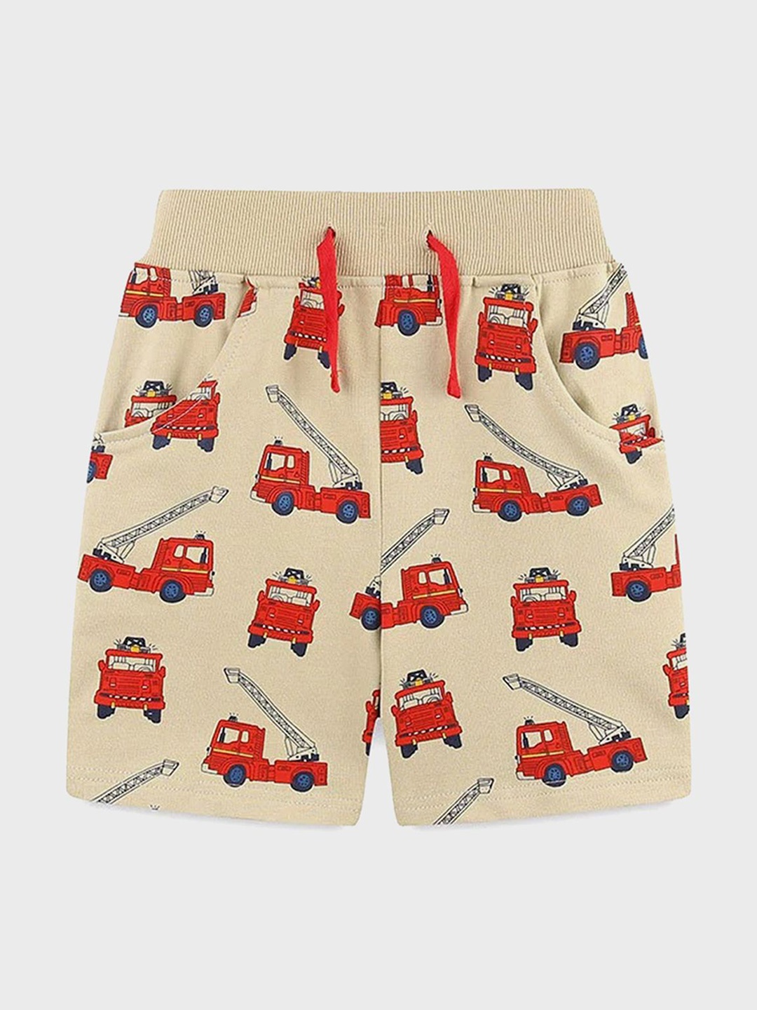 

LULU & SKY Boys Printed High-Rise Shorts, Beige