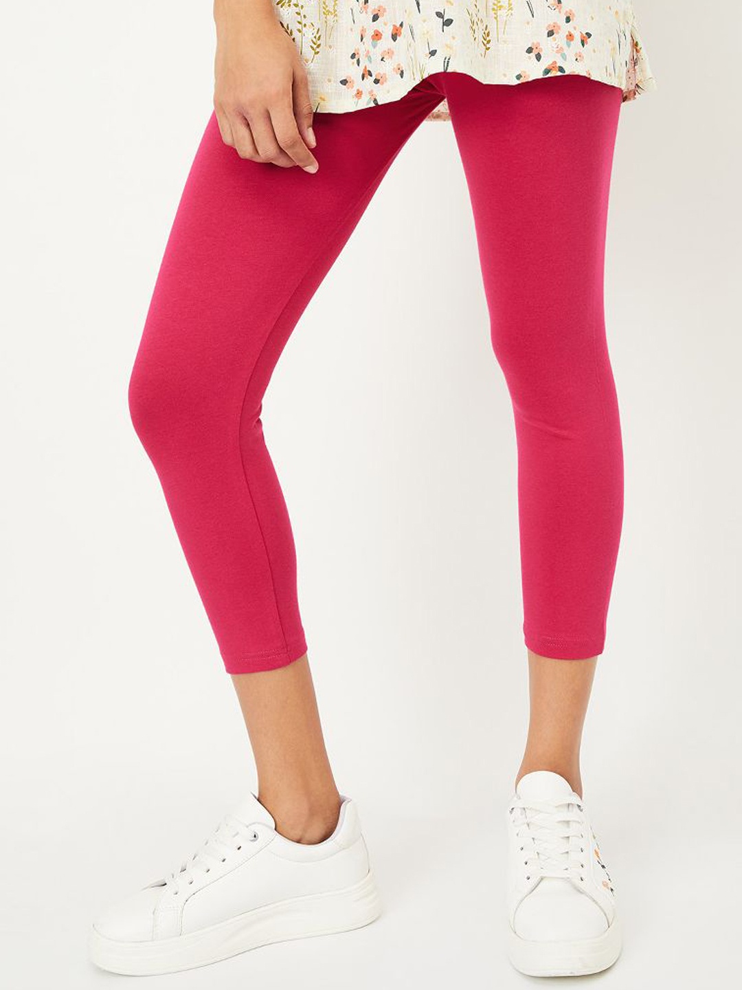 

max Women Mid Rise Solid Calf-Length Leggings, Pink