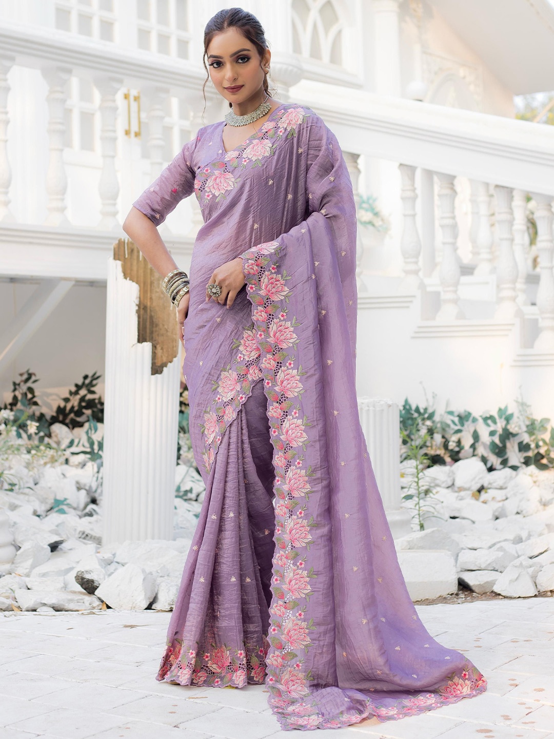 

Anouk Floral Embroidered Saree, Purple