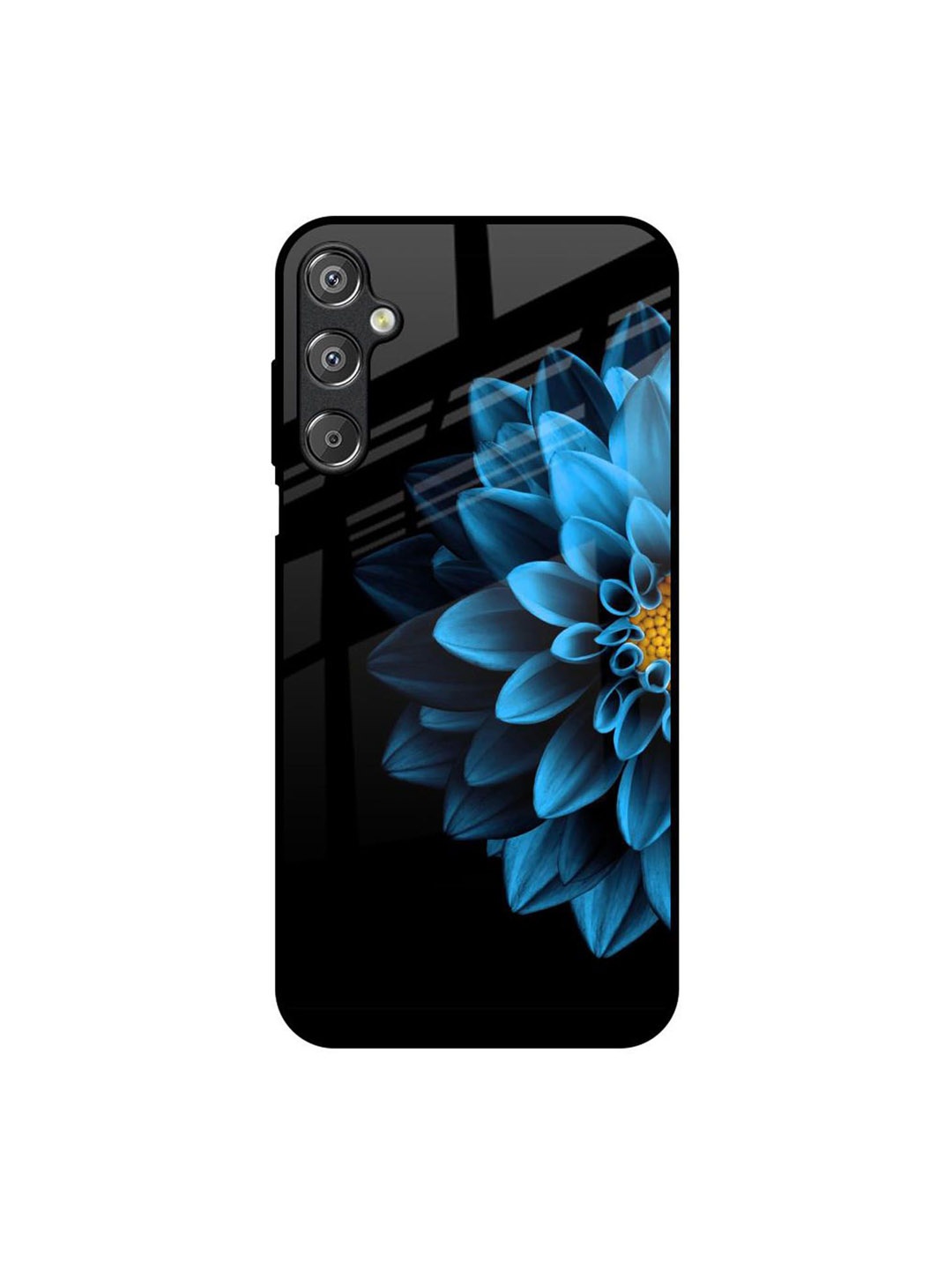 

QRIOH Half Blue Flower Real Samsung Galaxy M15 5G Impact Resistant Back Case, Black