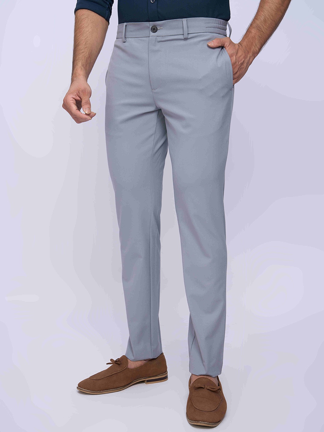 

ONEMILE Men Formal Trousers, Grey
