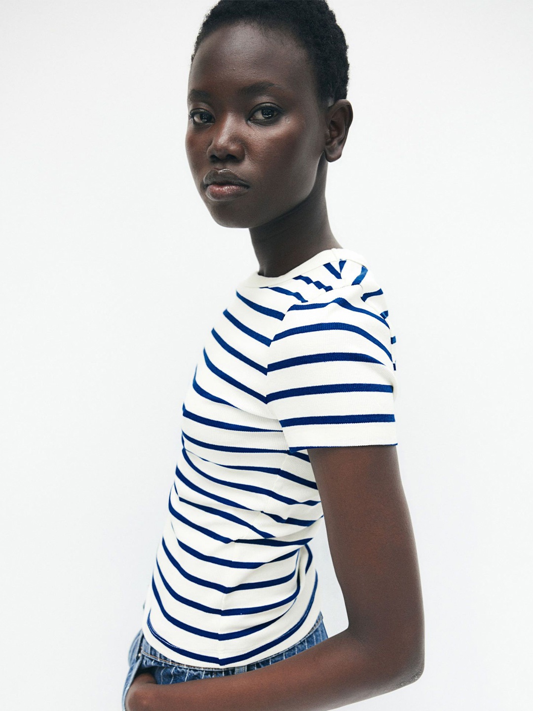 

H&M Ribbed T-shirt, White