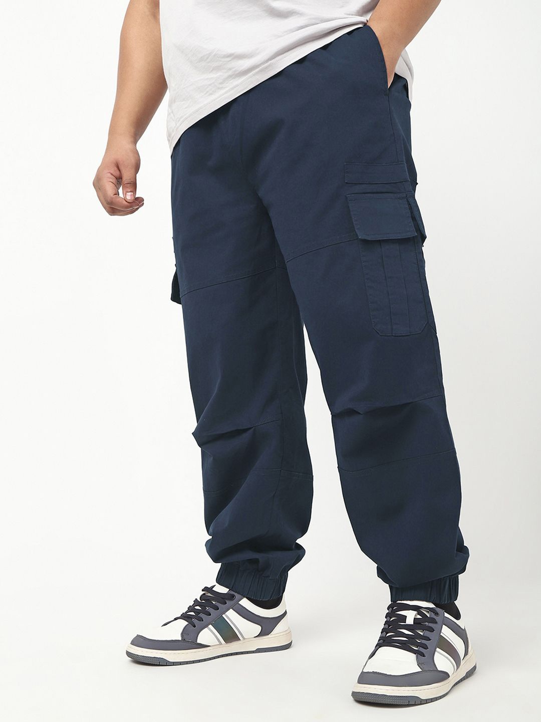 

Bewakoof Plus Men's Navy Blue Oversized Plus Size Cargo Jogger Pants