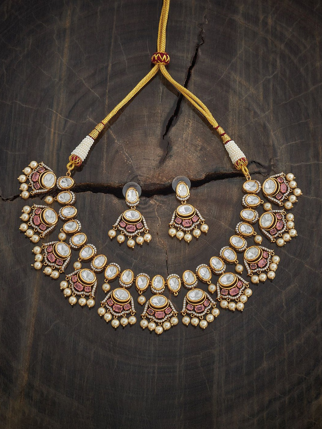 

Kushal's Fashion Jewellery Victorian-Plated Kundan Studded Jewellery Set, Gold