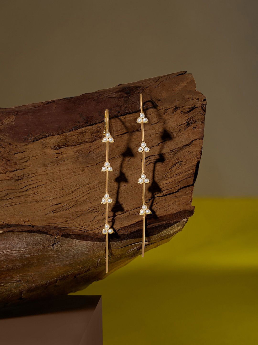 

Zaveri Gold-Plated Pearls Studded Contemporary Minimal Ear Cuff Earrings