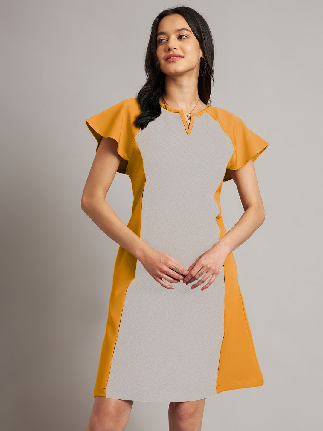 

BRINNS Colourblocked A-Line Dress, Mustard