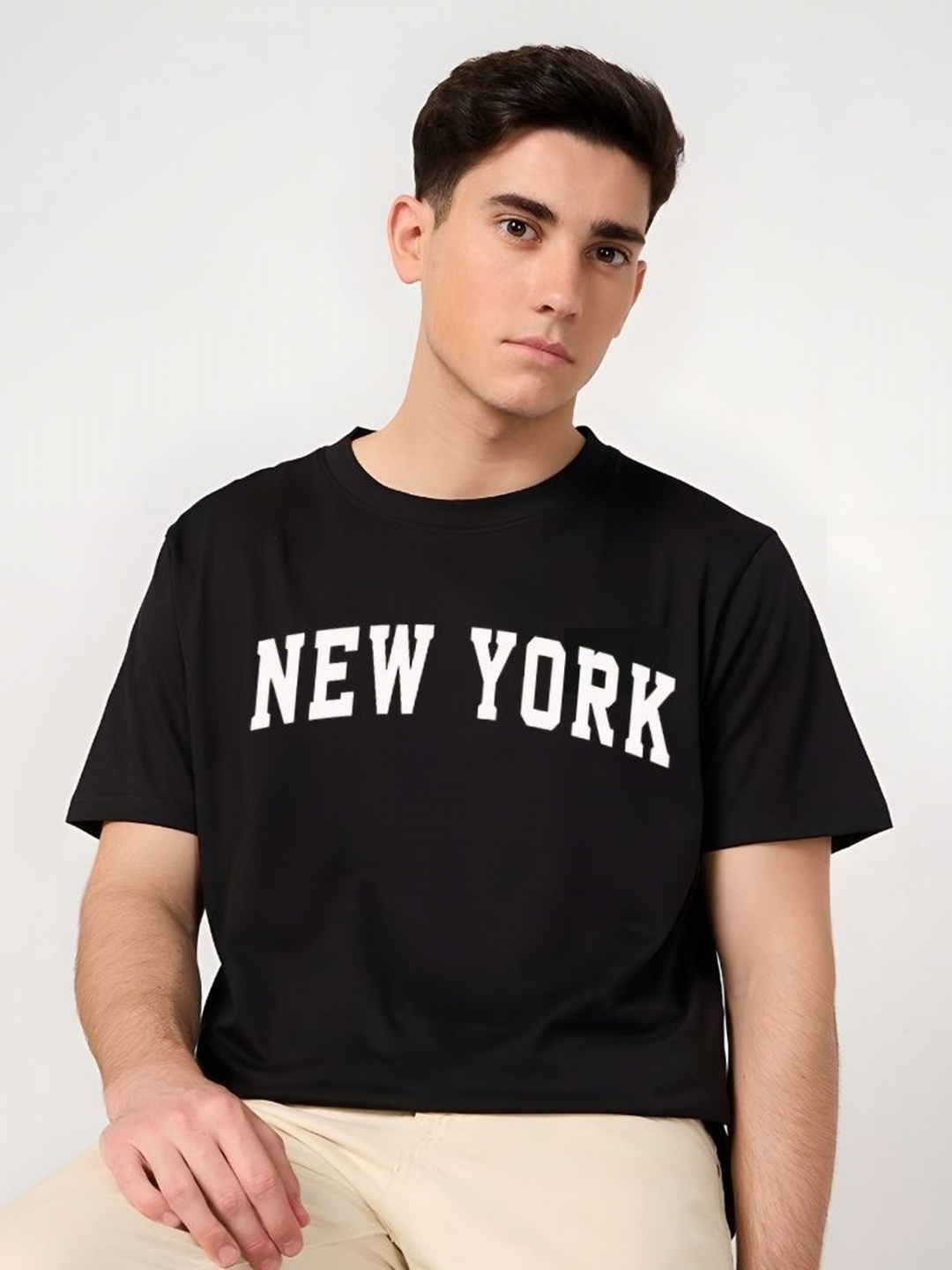 

SZN Men Graphic Printed Round Neck Cotton T-shirt, Black