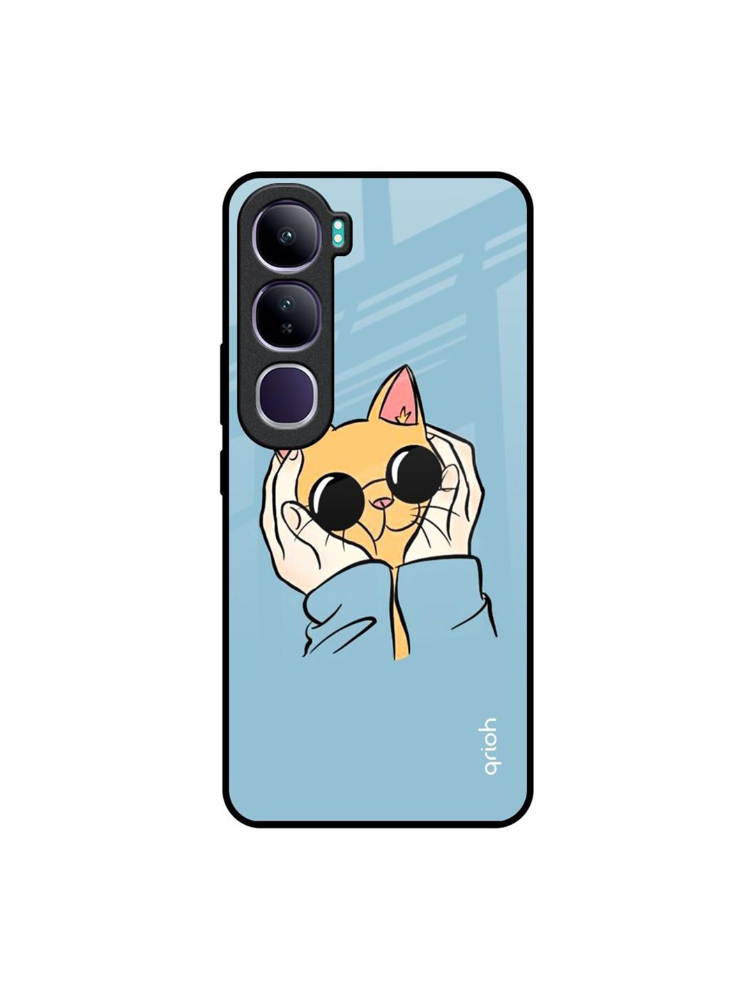 

QRIOH Adorable Cute Kitty Vivo Y300 5G Impact Resistant Back Case, Blue