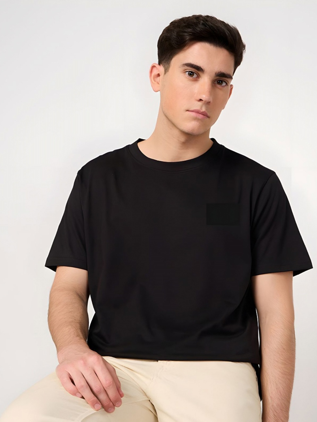 

SZN Men Typography Printed Round Neck Cotton T-shirt, Black