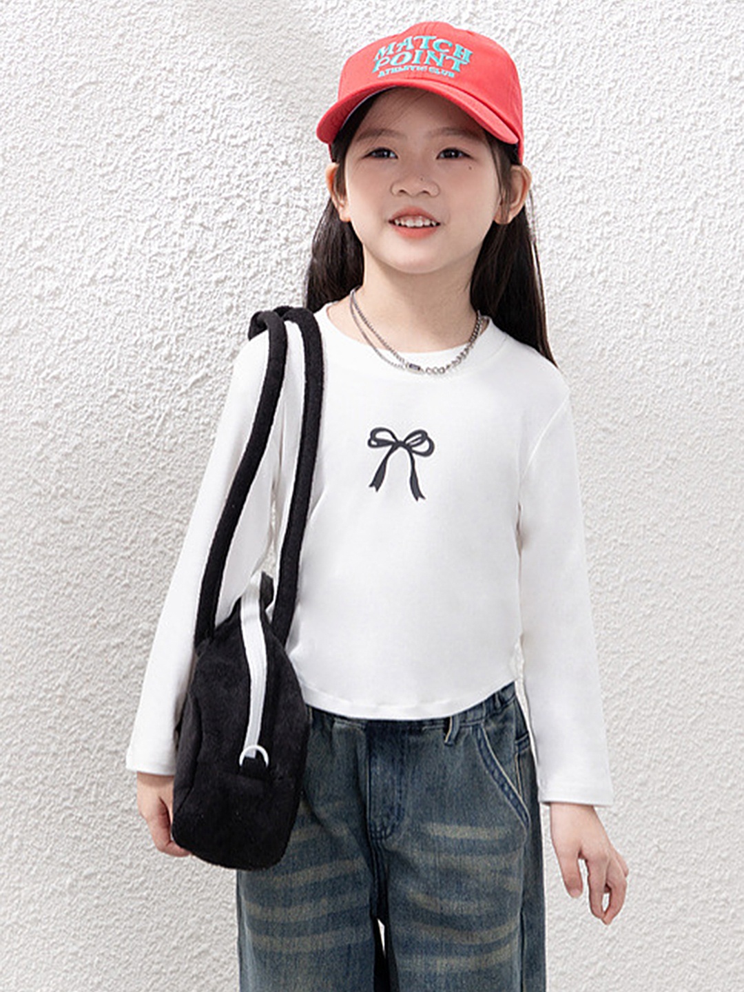 

LULU & SKY Girls Graphic Printed Round Neck T-shirt, Off white