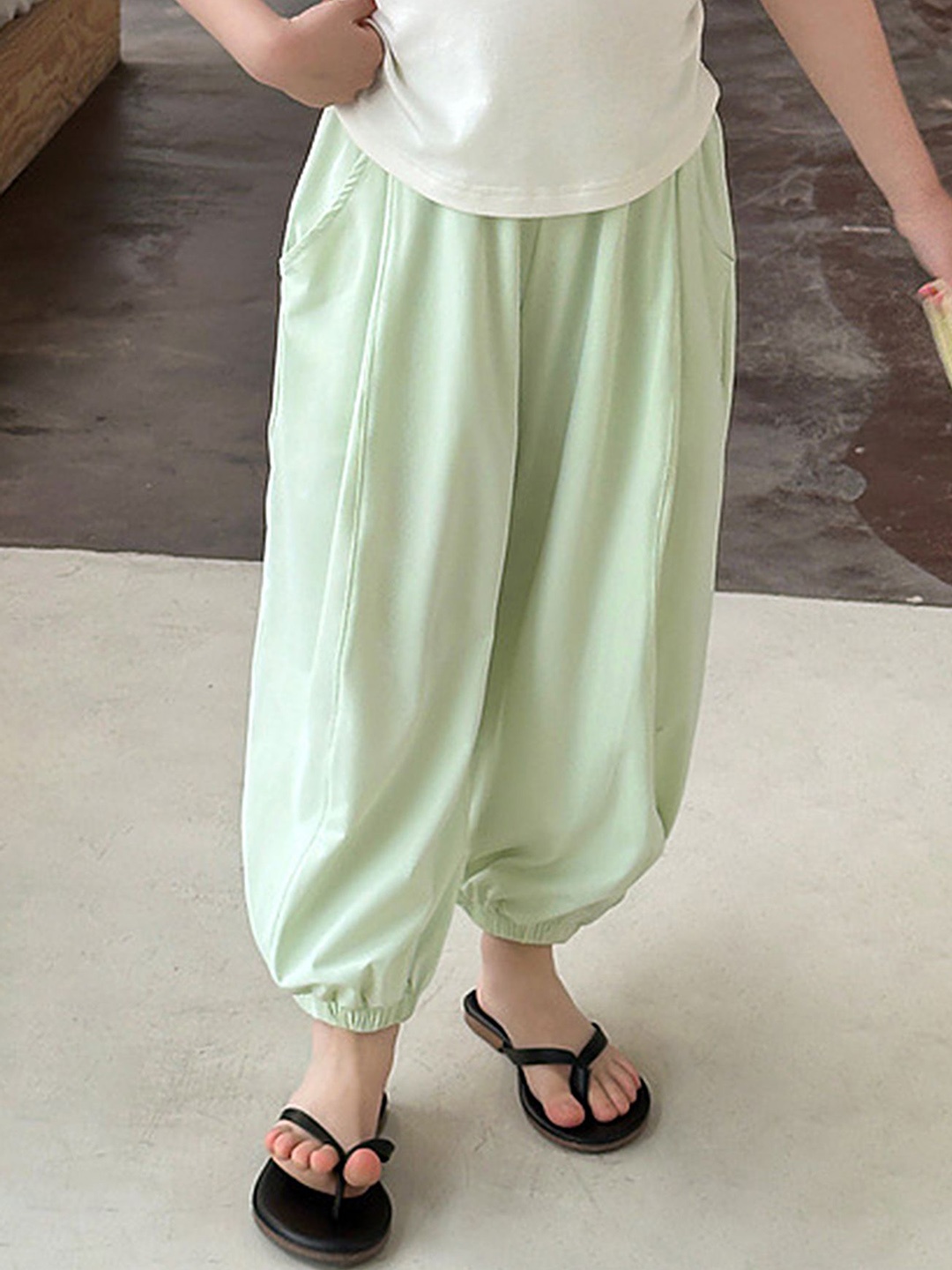 

LULU & SKY Girls Tapered Fit High-Rise Trousers, Green