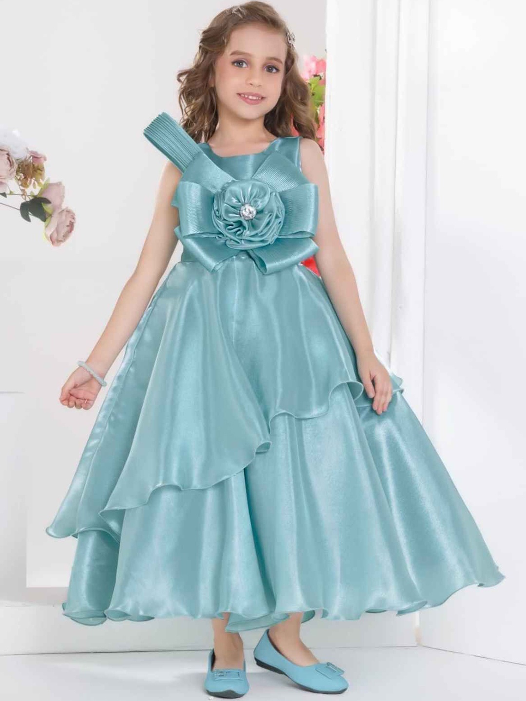 

Lagorii Girls Embellished Satin Maxi Dress, Blue