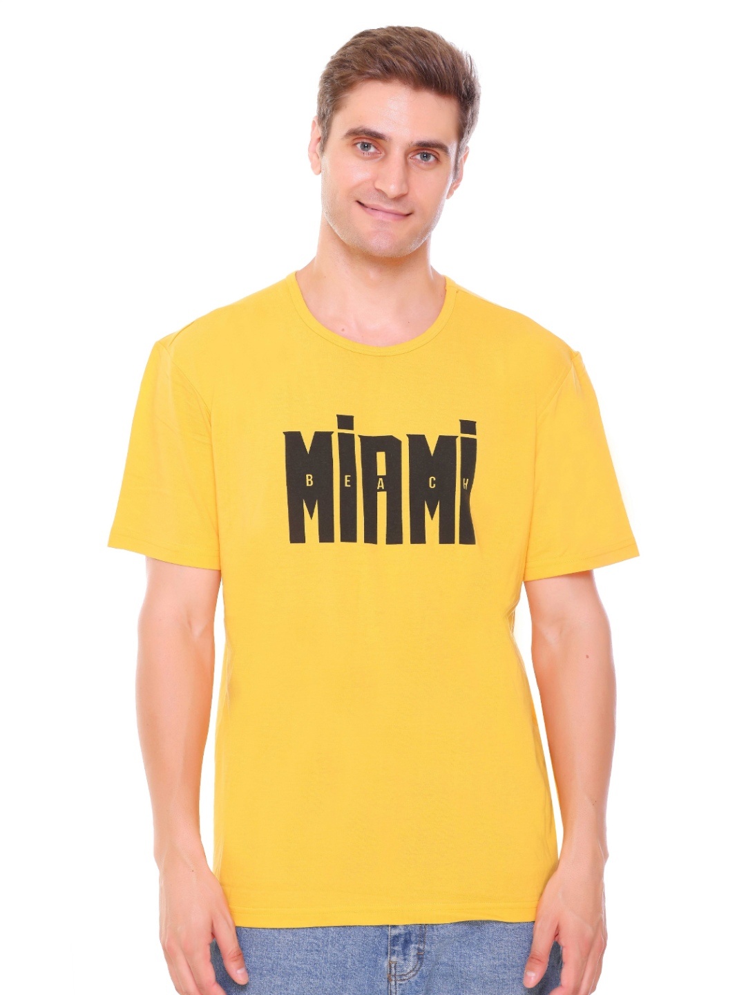 

Colors and Blends Graphic Printed Round Neck Cotton T-shirt, Yellow