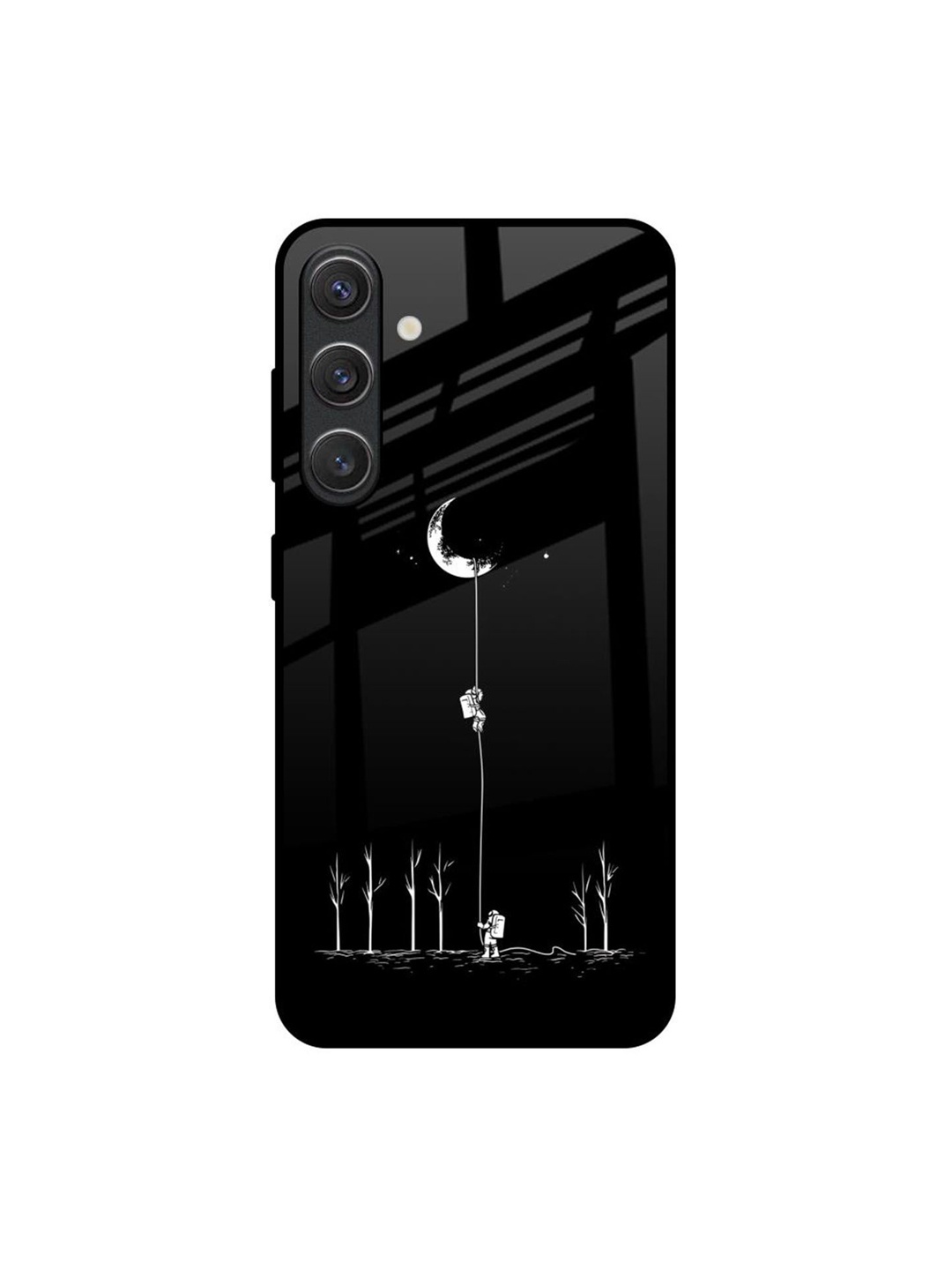 

QRIOH Catch the Moon Real Samsung Galaxy S25 5G Impact Resistant Back Case, Black