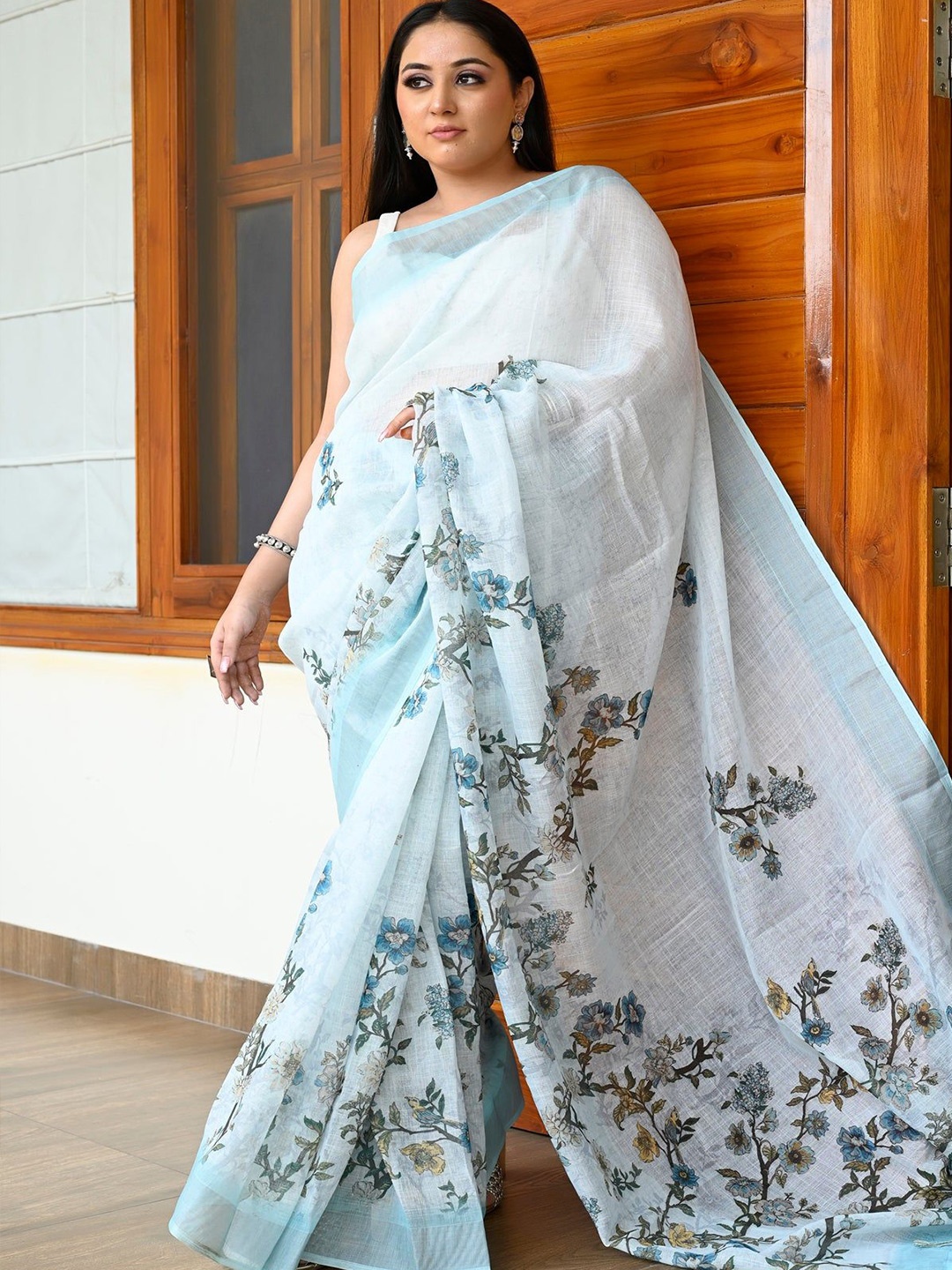 

ORUS Women Floral Pure Cotton Saree, Blue