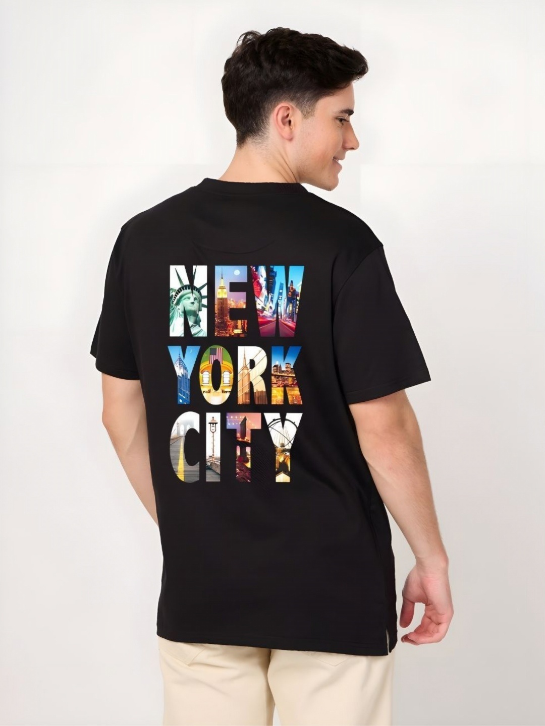 

SZN Men Graphic Printed Round Neck Cotton T-shirt, Black