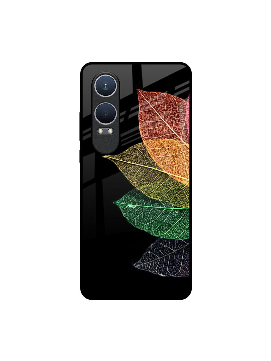 

QRIOH Colorful Leaves Real OnePlus Nord CE4 Lite 5G Impact Resistant Back Case, Black