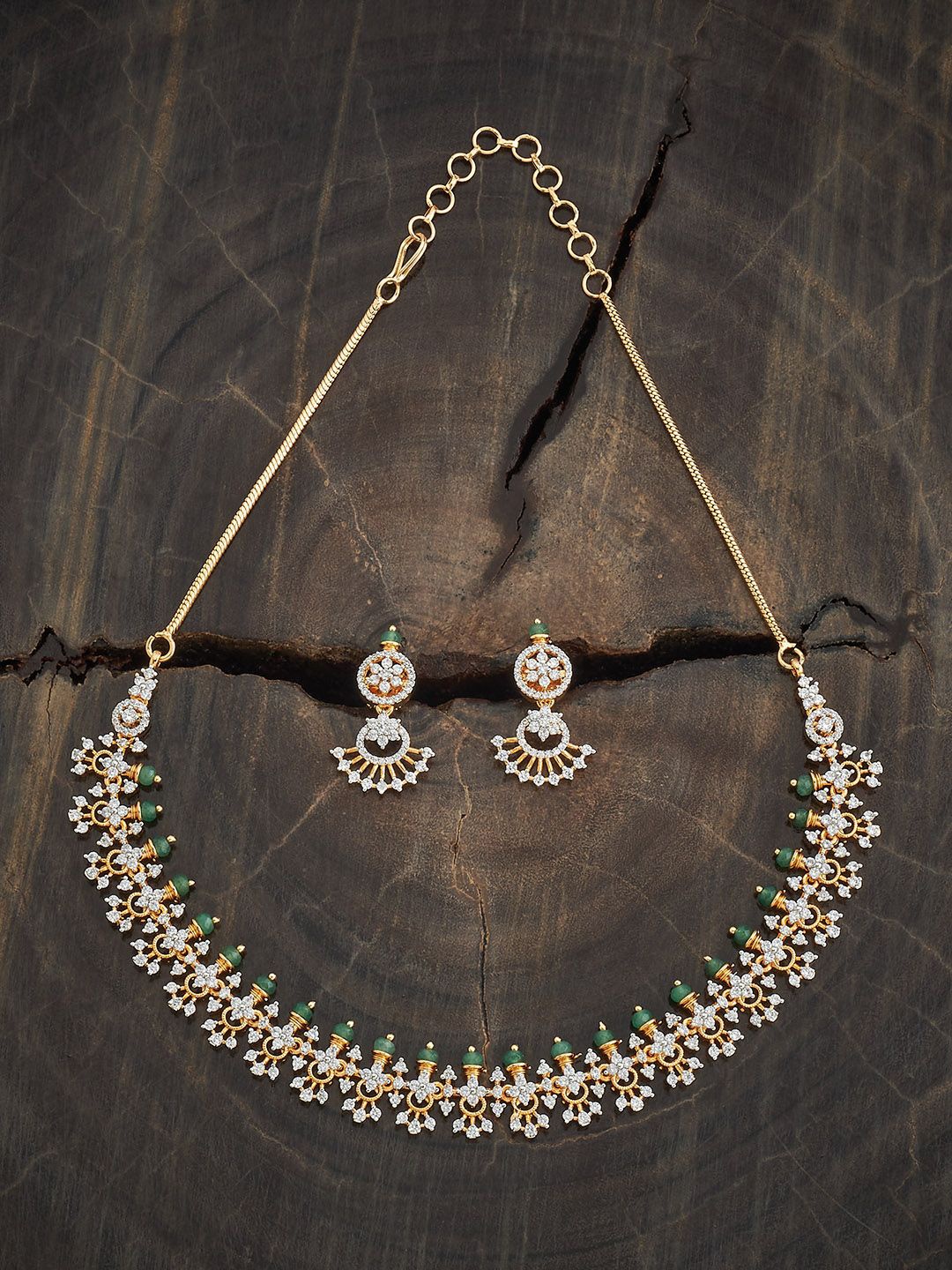 

Kushal's Fashion Jewellery Gold-Plated Zircon Studded Party Jewellery Set
