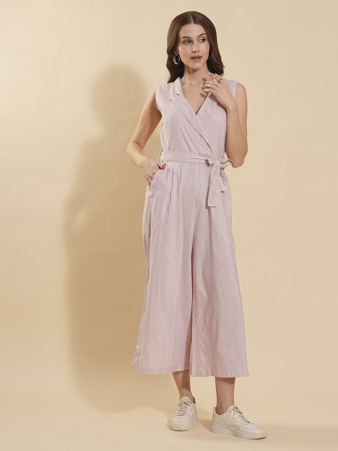 

all about you Women Striped Cotton Basic Jumpsuit, Pink