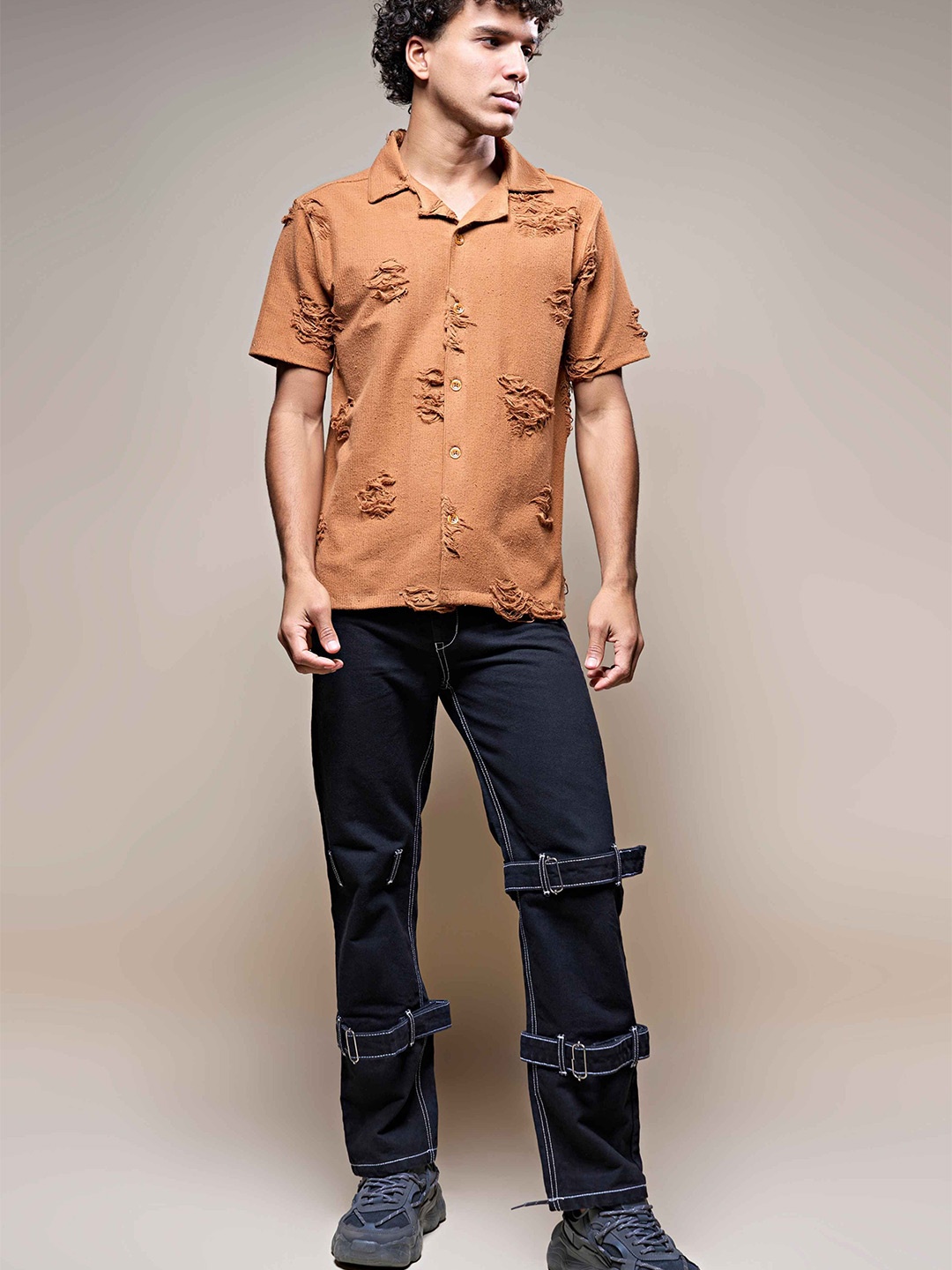 

MAXZONE Classic Spread Collar Cotton Casual Shirt, Orange