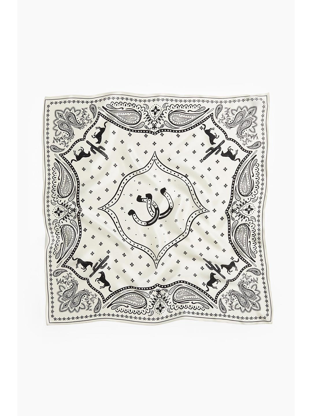 

H&M Printed Silk Scarf, White