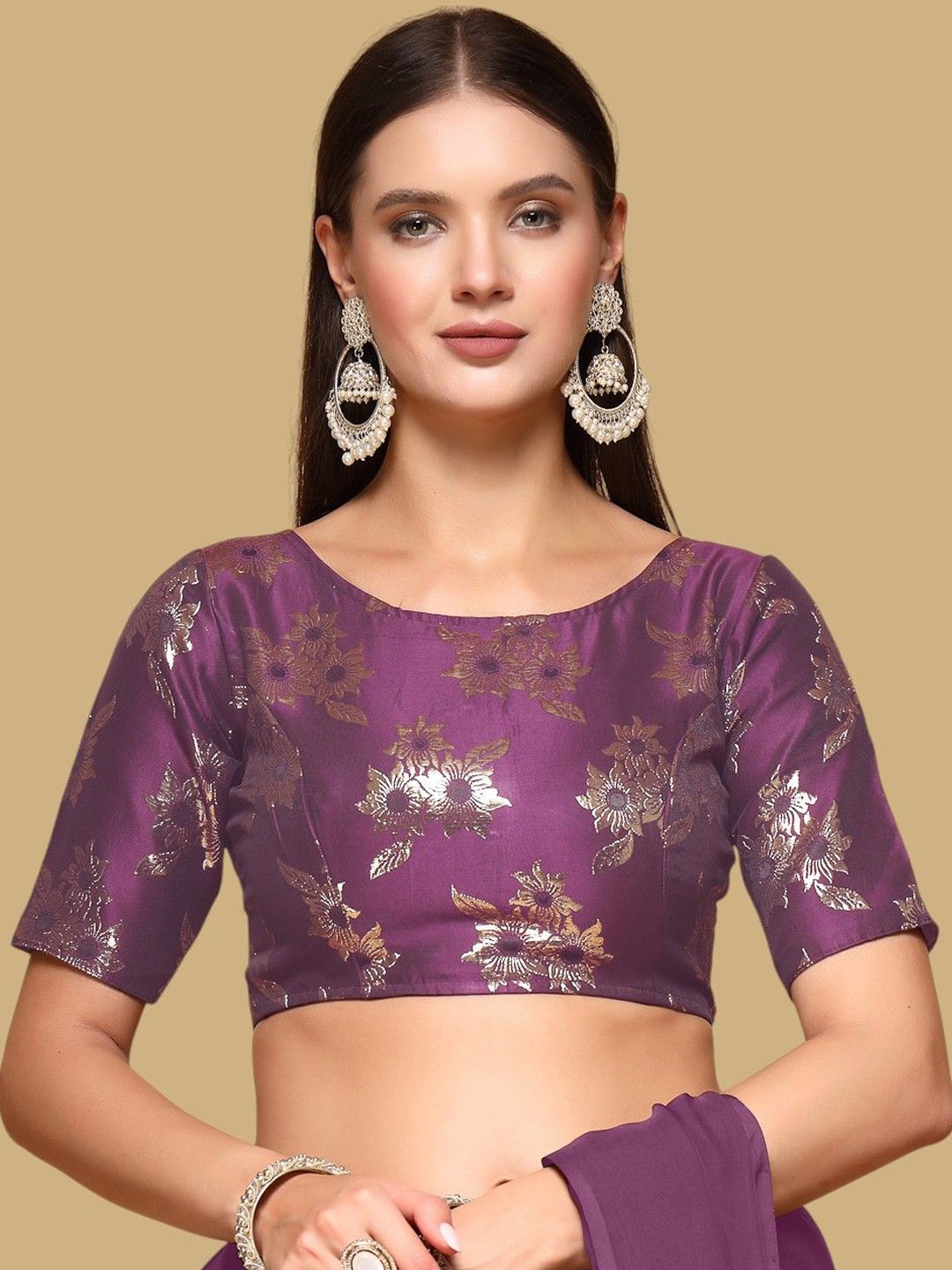 

Oomph! Women Woven Design Saree Blouse, Purple