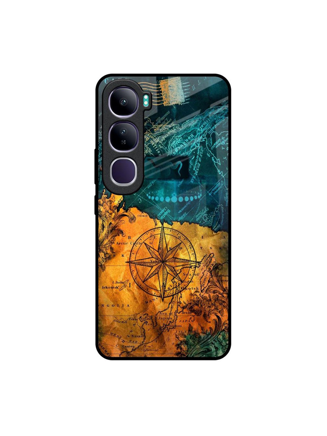 

QRIOH Architecture Map Real Vivo Y300 5G Impact Resistant Back Case, Teal