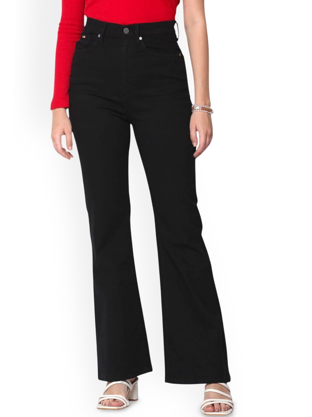 

1DAYJEANS Women Bootcut High-Rise Stretchable Jeans, Black