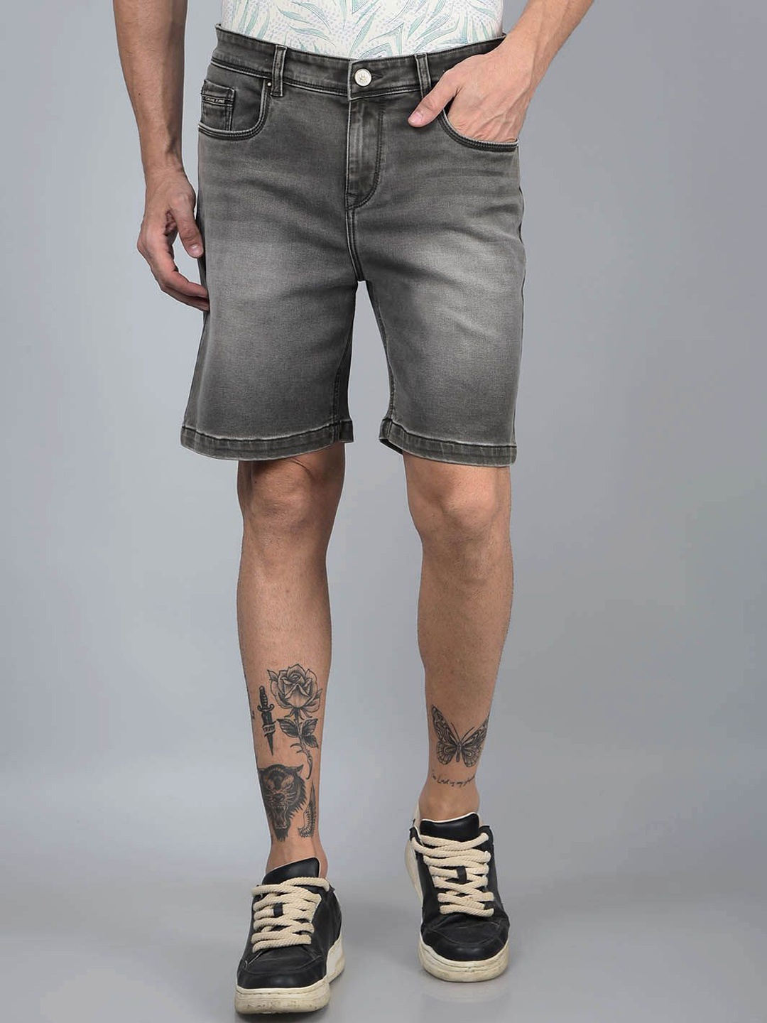 

Crimsoune Club Men Washed Slim Fit Chino Shorts, Grey