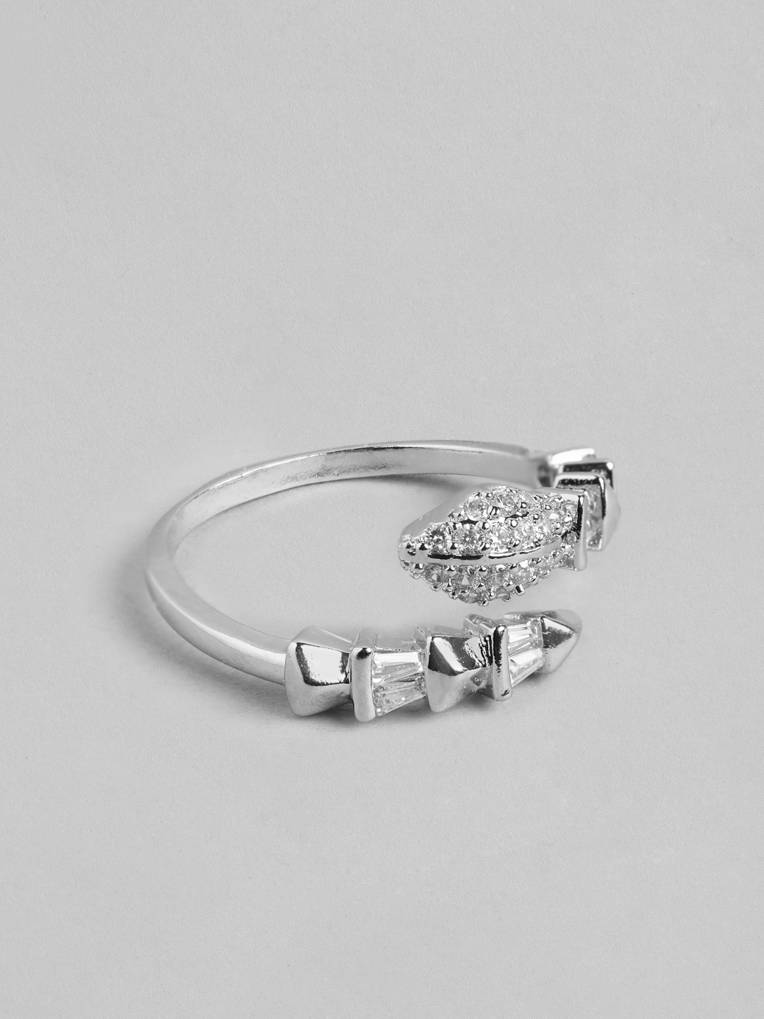 

DressBerry Women Stone-Studded Snake-Shaped Adjustable Finger Ring, Silver