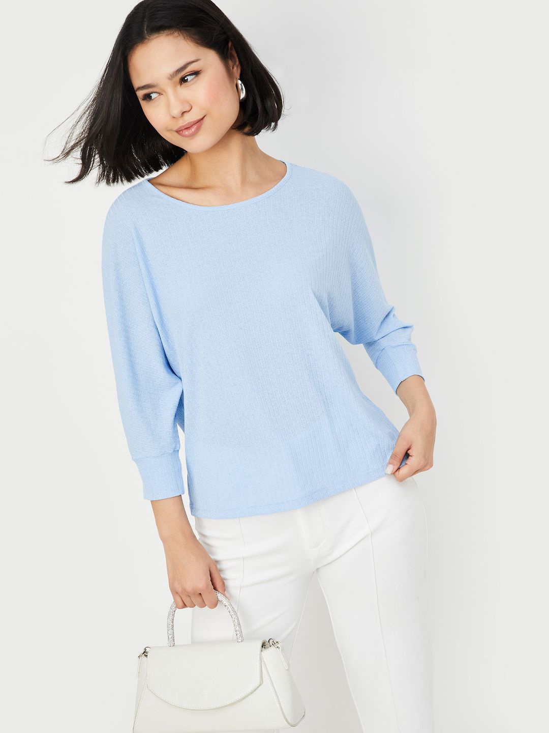 

max Women Round Neck Top, Blue