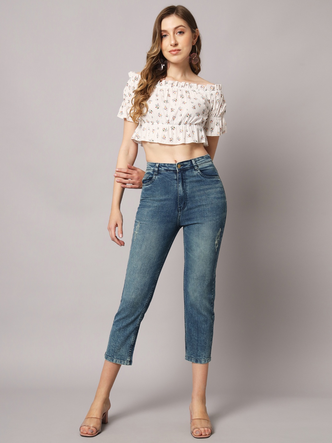 

Mast & Harbour Women Skinny Fit High-Rise Light Fade Jeans, Blue