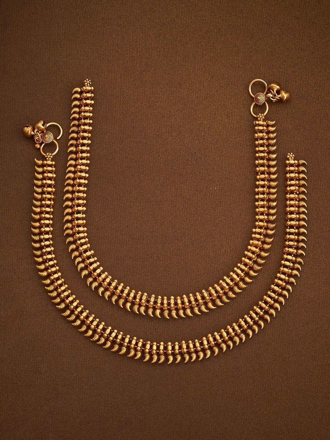 

Kushal's Fashion Jewellery Gold-Plated Ethnic Antique Payal Anklets