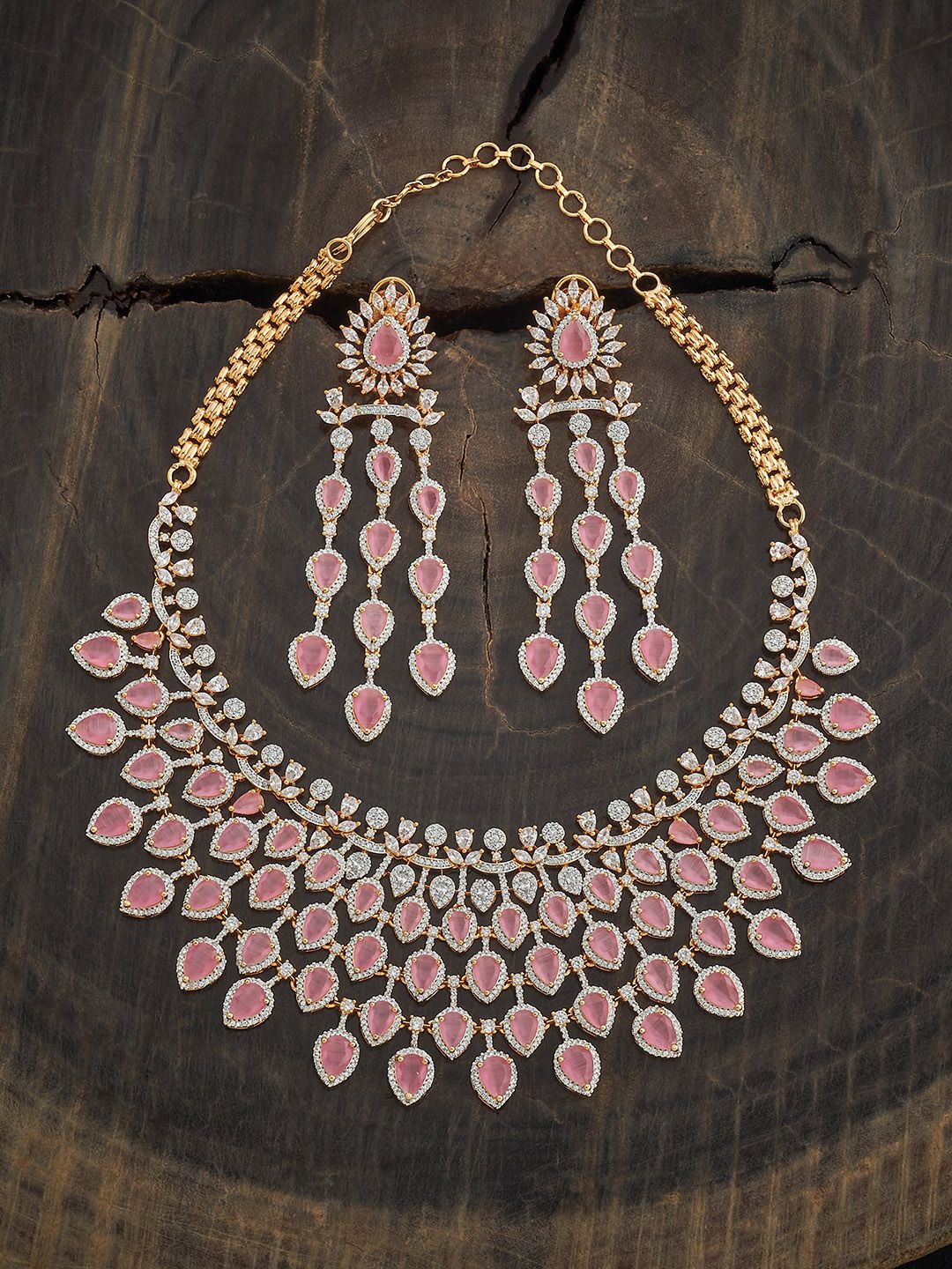 

Kushal's Fashion Jewellery Gold-Plated Zircon Studded Party Jewellery Set