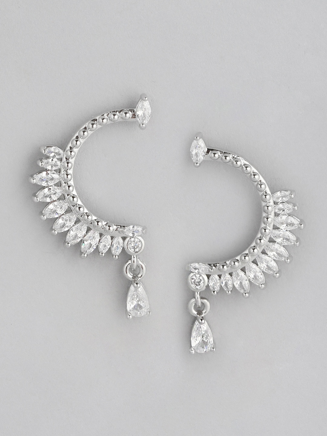 

DressBerry Crescent Shaped Stone Studded Drop Earrings, Silver