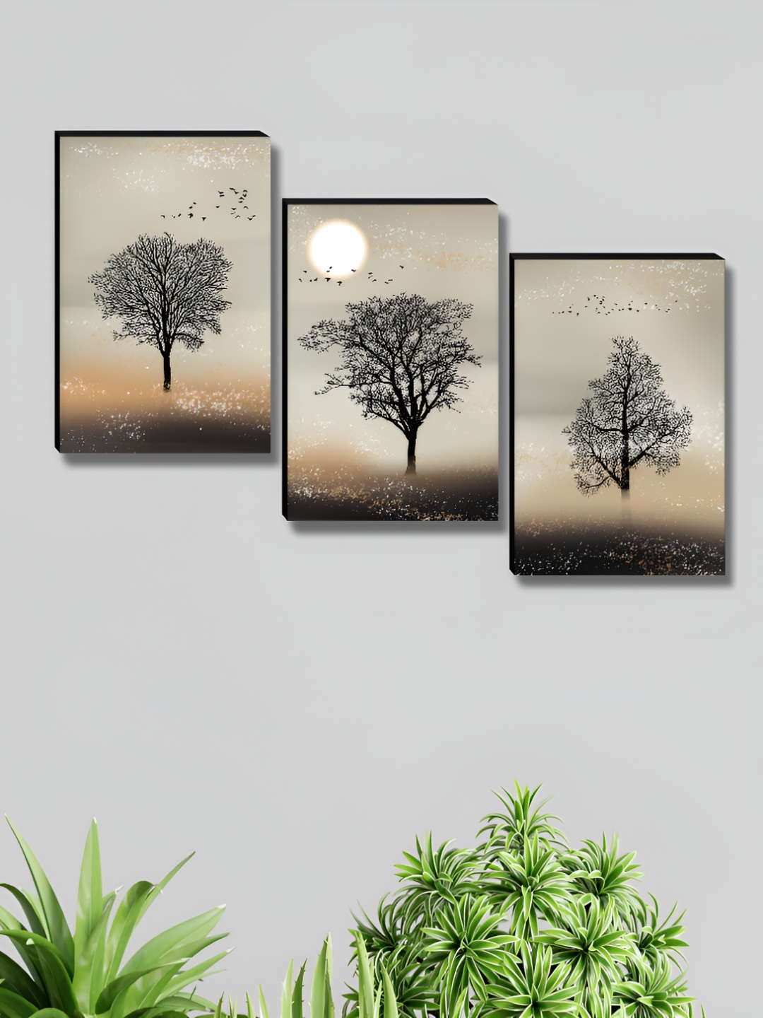 

Myntra Elegant Homes Beige & Grey 3 Pieces Tree & Sun Wall Arts