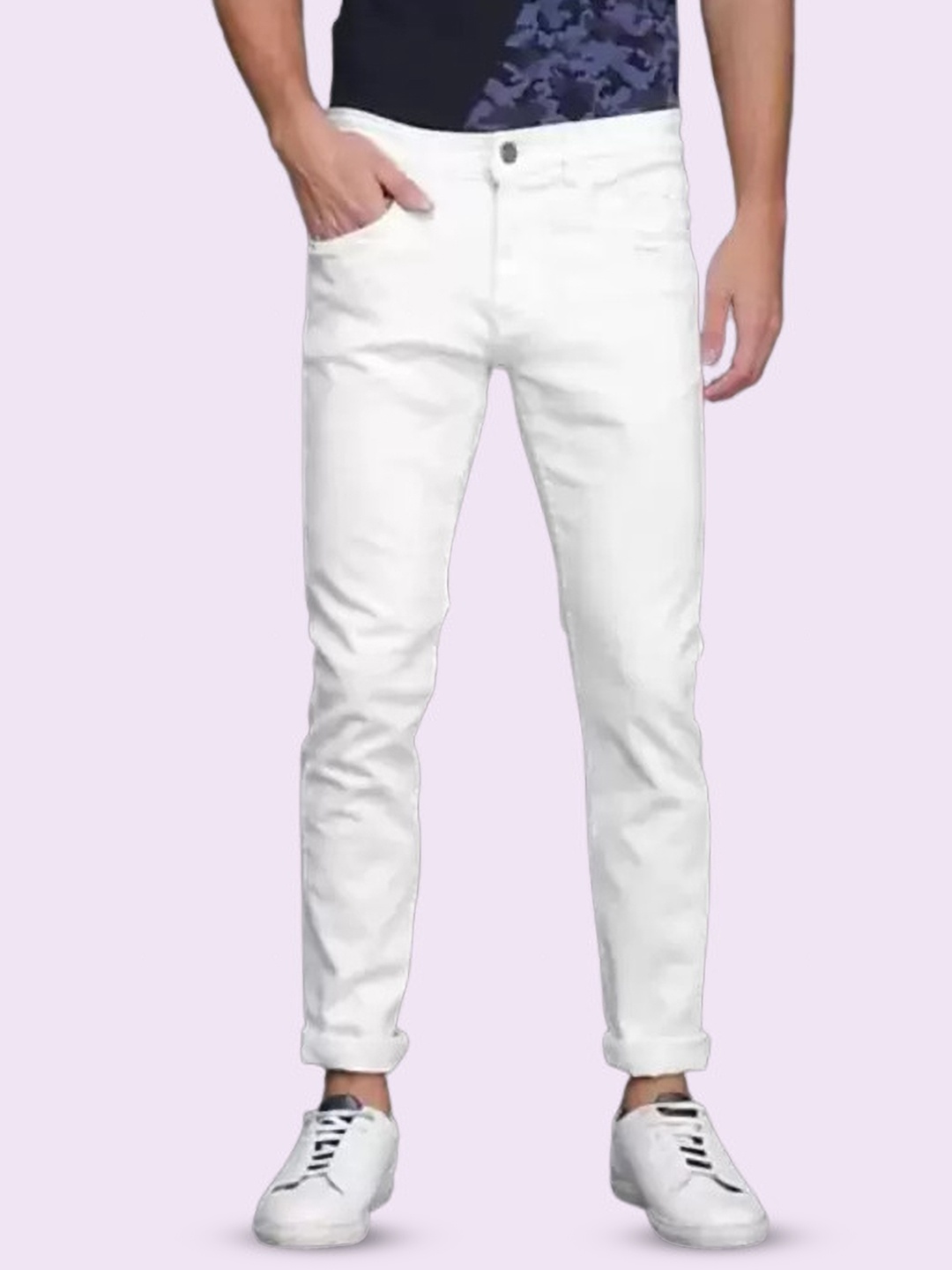 

COMFITS Men Classic Regular Fit Mid-Rise Stretchable Jeans, White