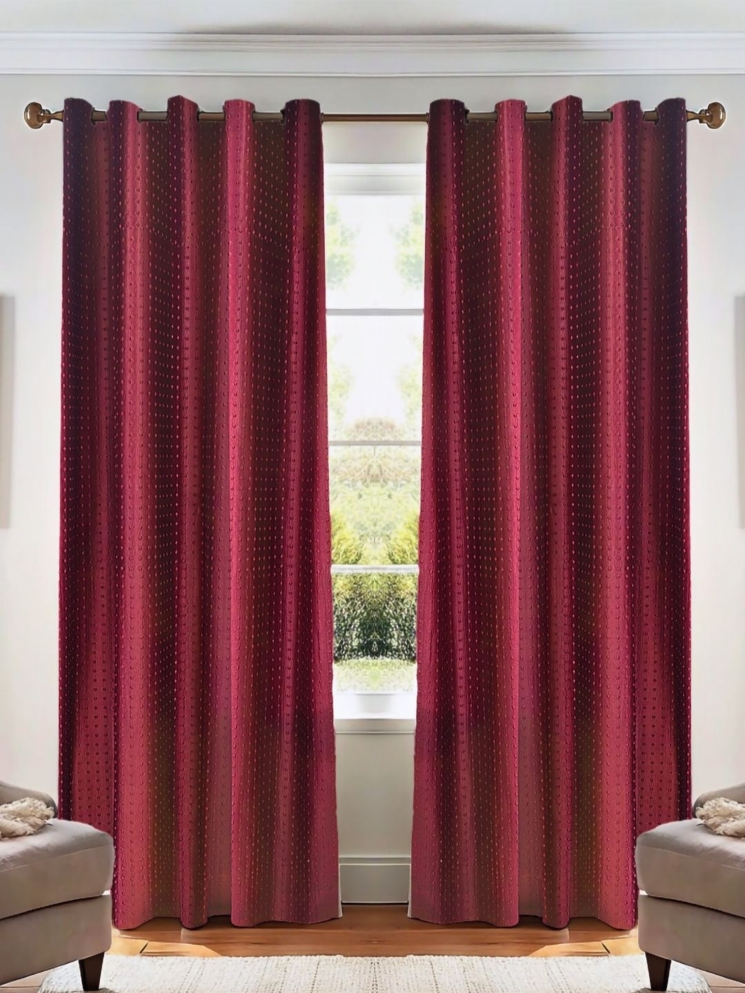 

Kanodia Poly Fab Maroon 2 Pieces Room Darkening Door Curtain