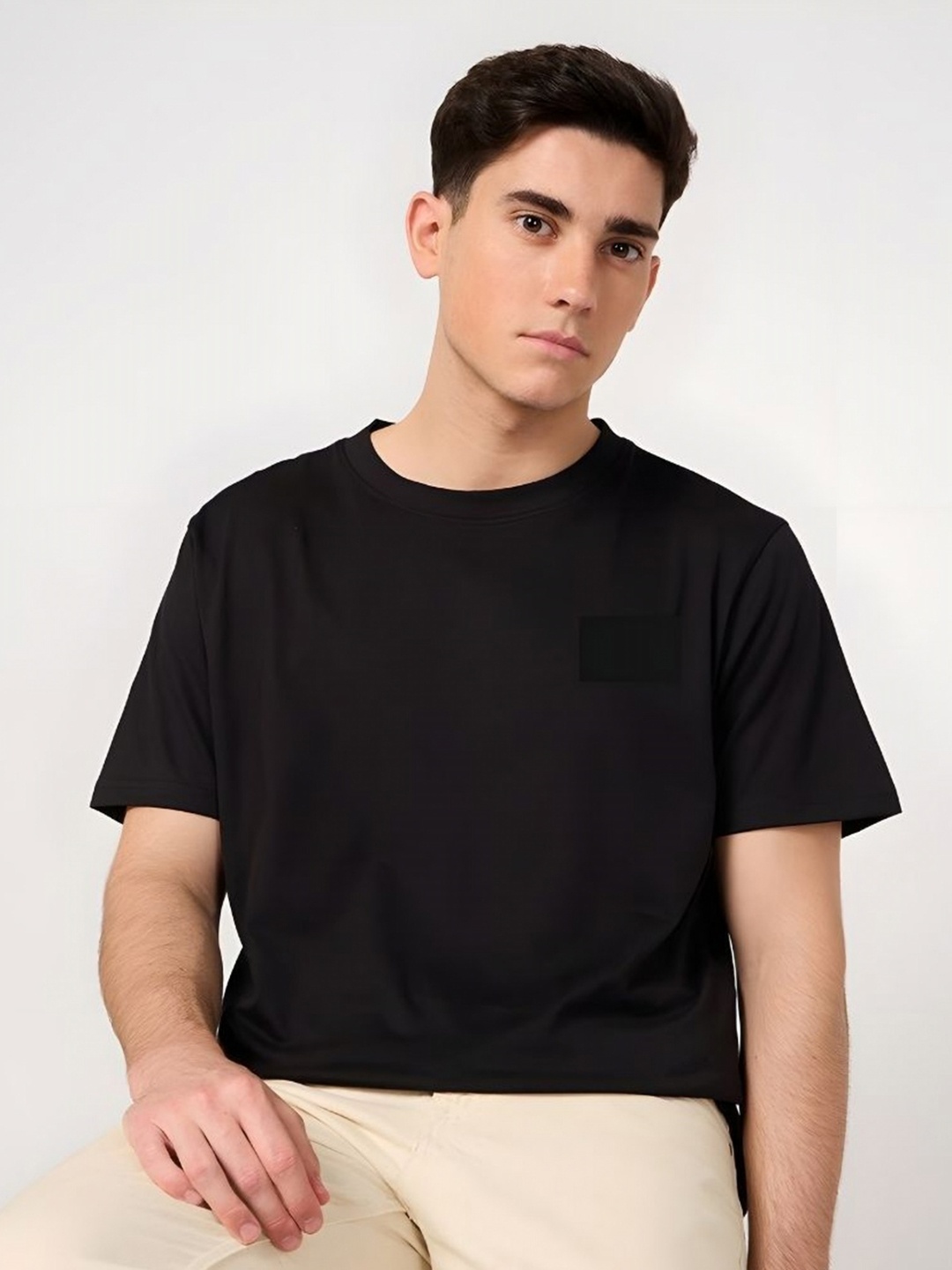 

SZN Men Graphic Printed Round Neck Cotton T-shirt, Black